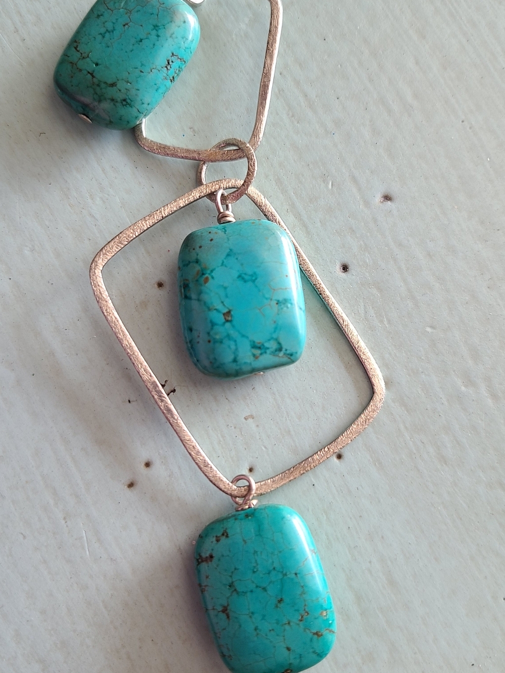 Turquoise Stone Necklace & Earrings Set - Picture 4 of 6